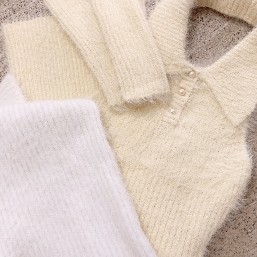 Imitation mink fur knitted sweater dress