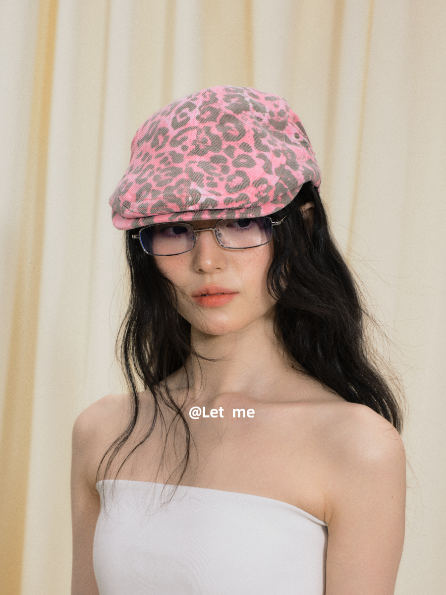 Pink leopard print forward hat