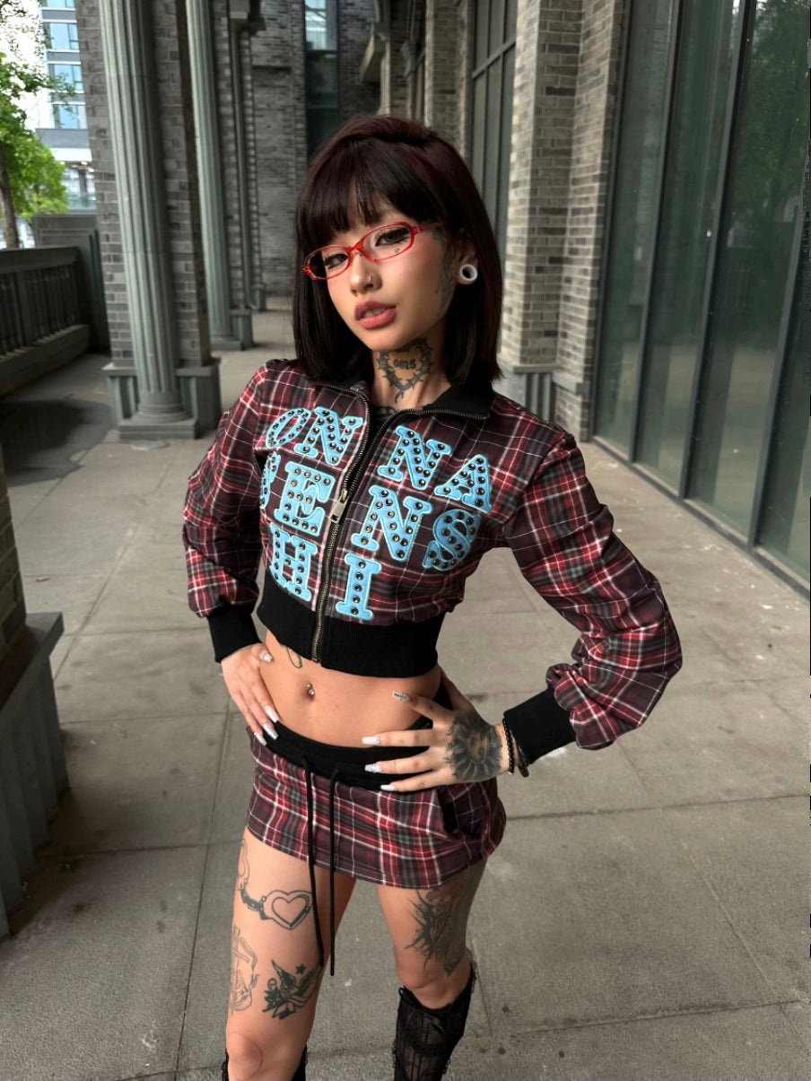 hoodie jacket mini skirt set