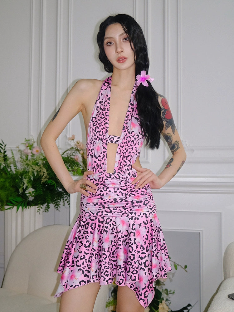Hawaiian pink leopard print dress