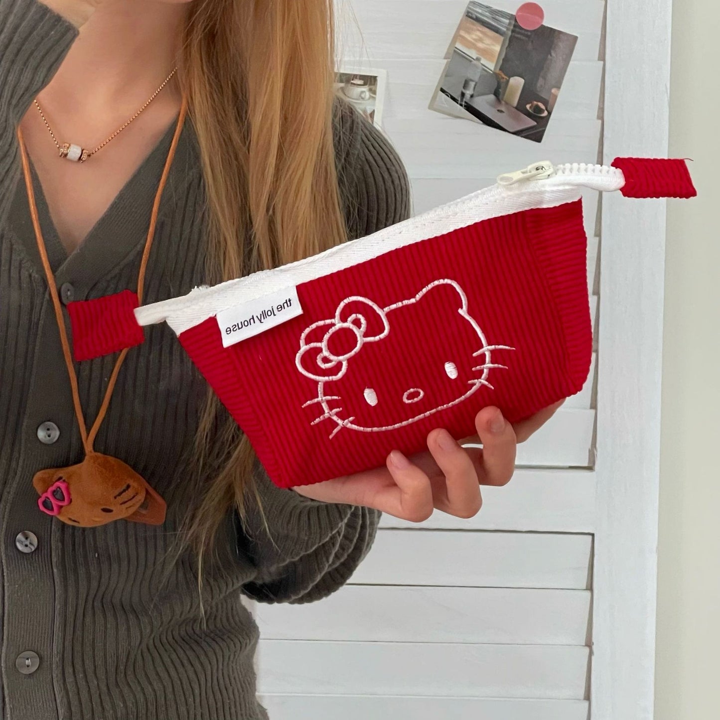Hello Kitty corduroy pencil case