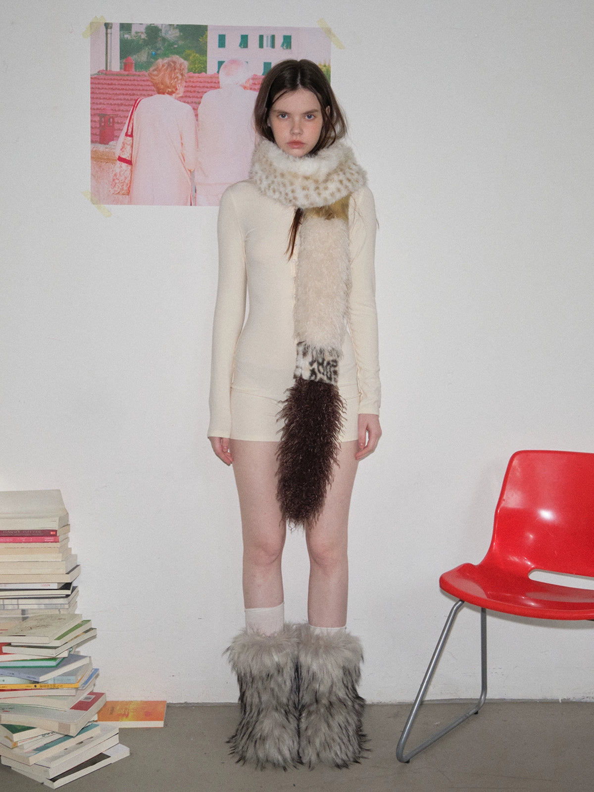 Fur patchwork warm scarf