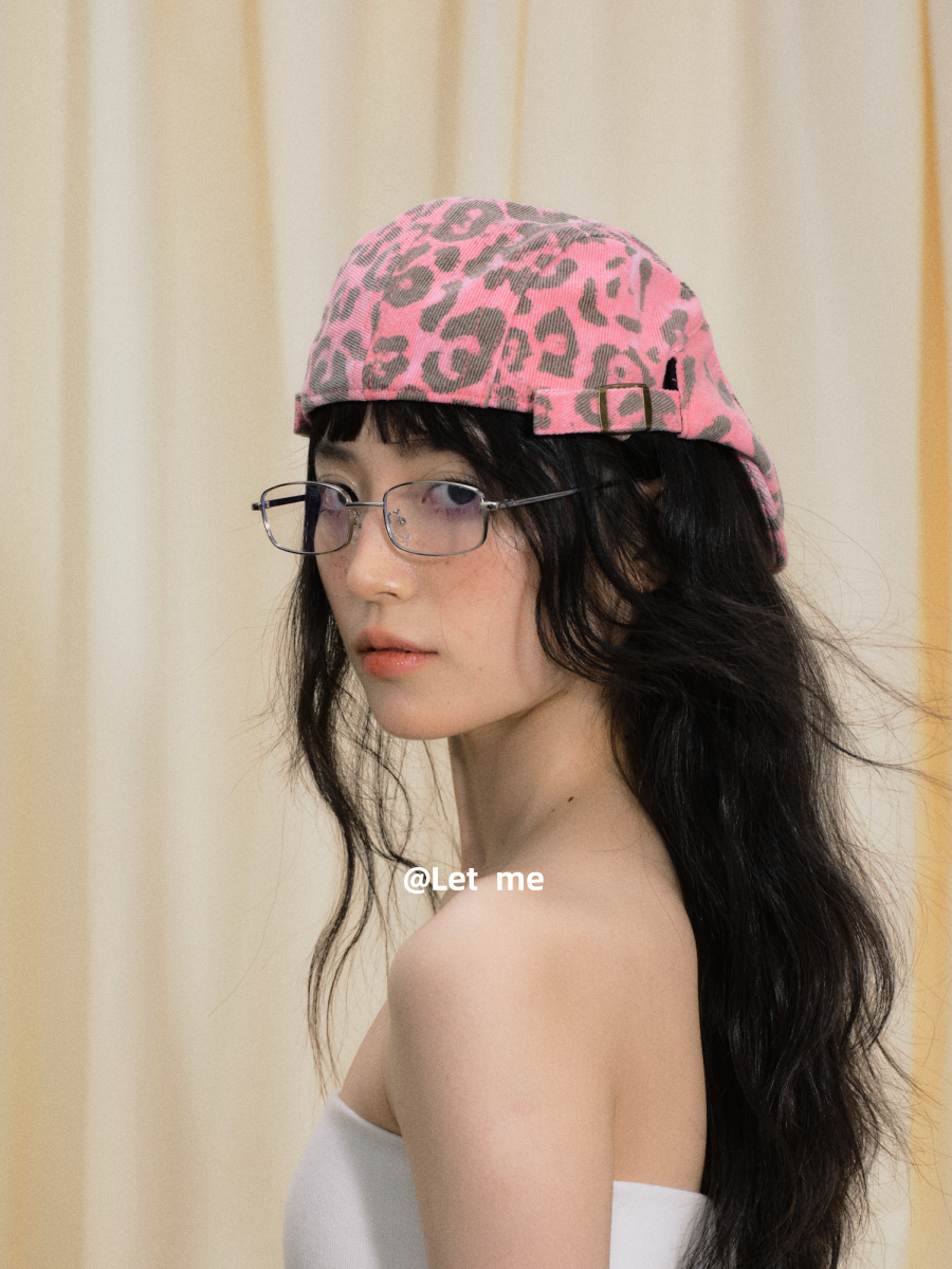 Pink leopard print forward hat