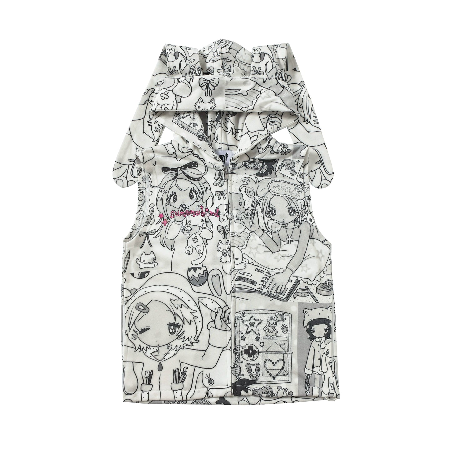 Midnight Grey Bunny Hooded Vest