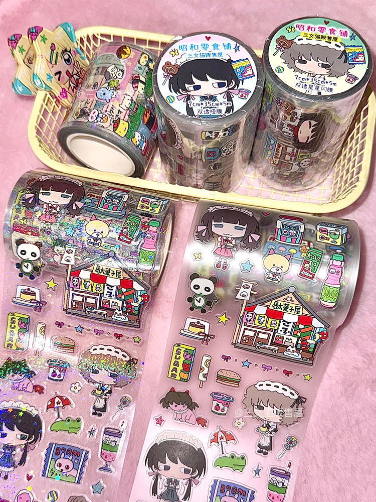 Showa Snack Shop Character Cartoon Stickers Roll
