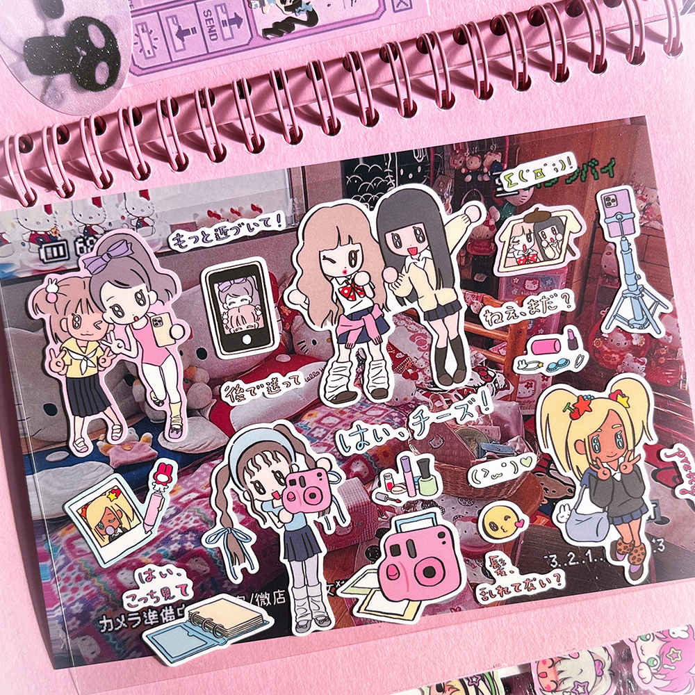 Japanese stickers for high school girls with glitter film