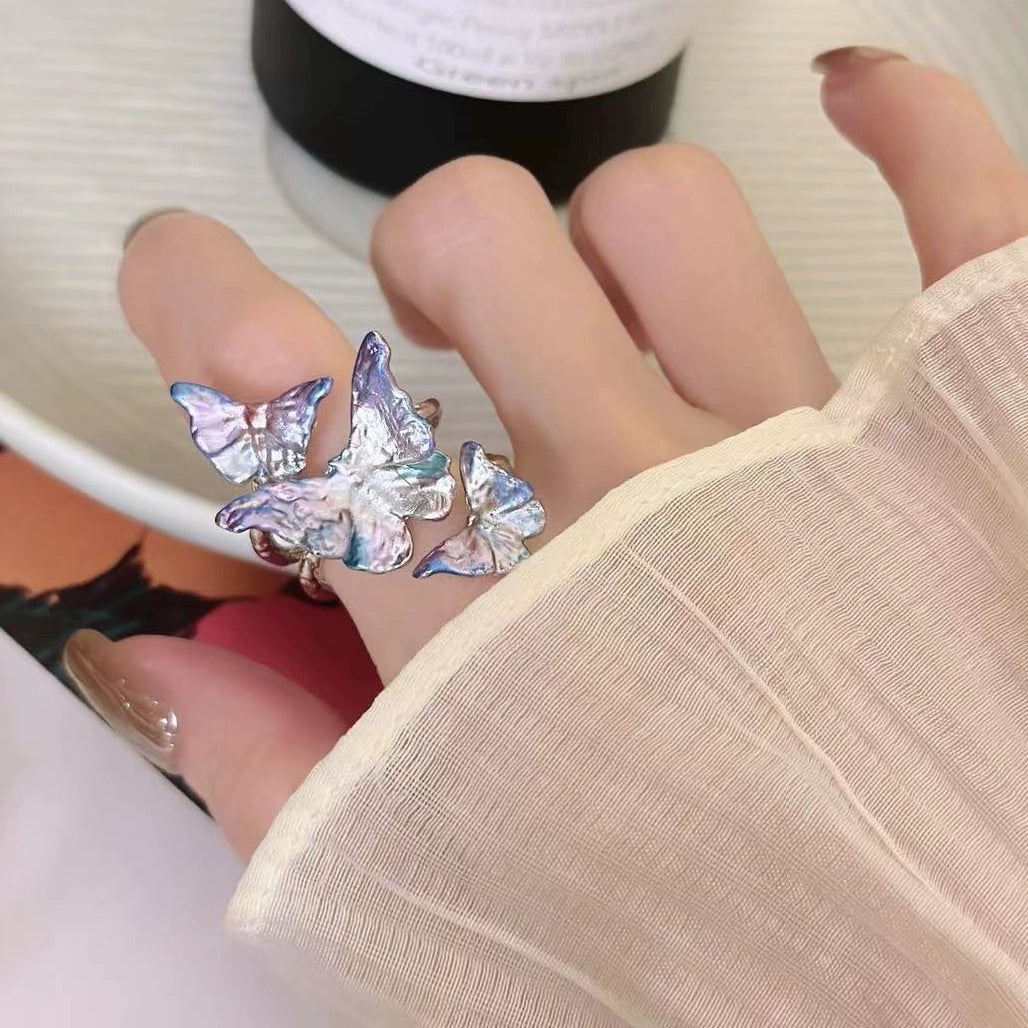 Y2K Blue Purple Sparkling Zircon Butterfly Necklace