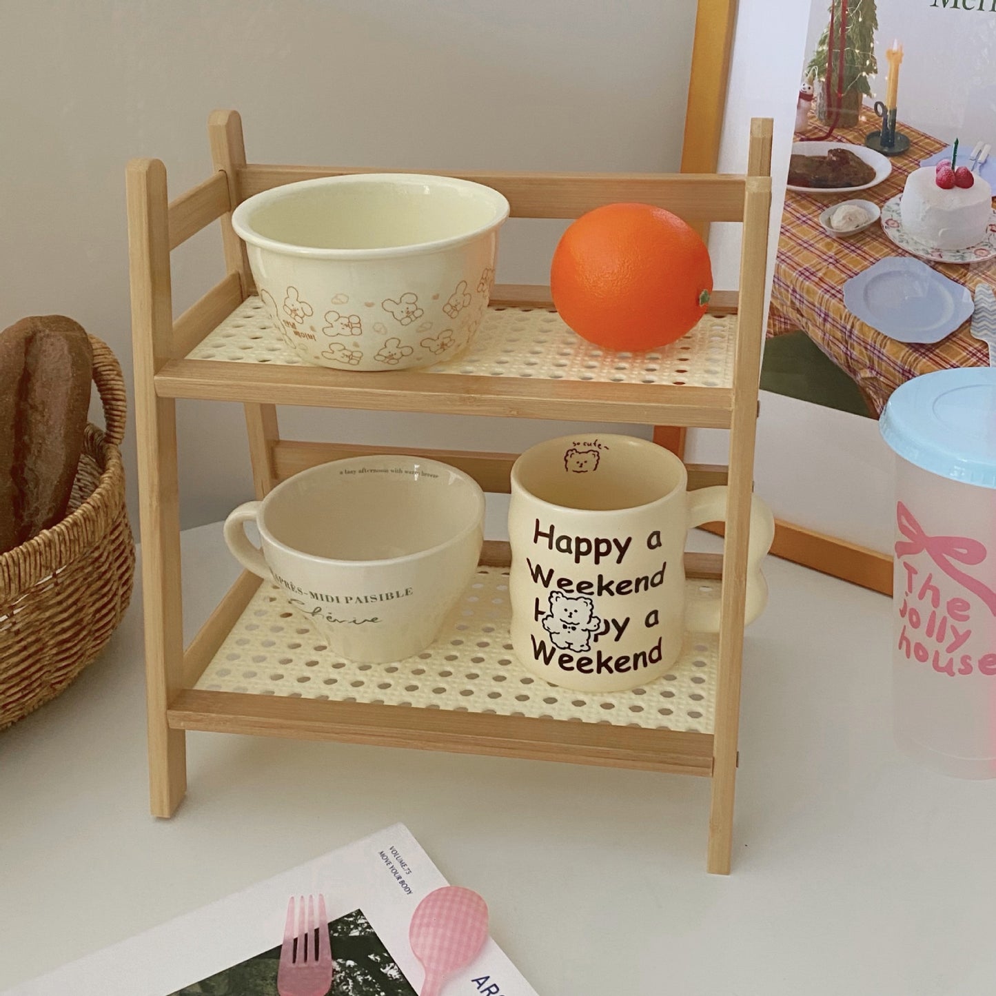 Cream rattan Shelving unit