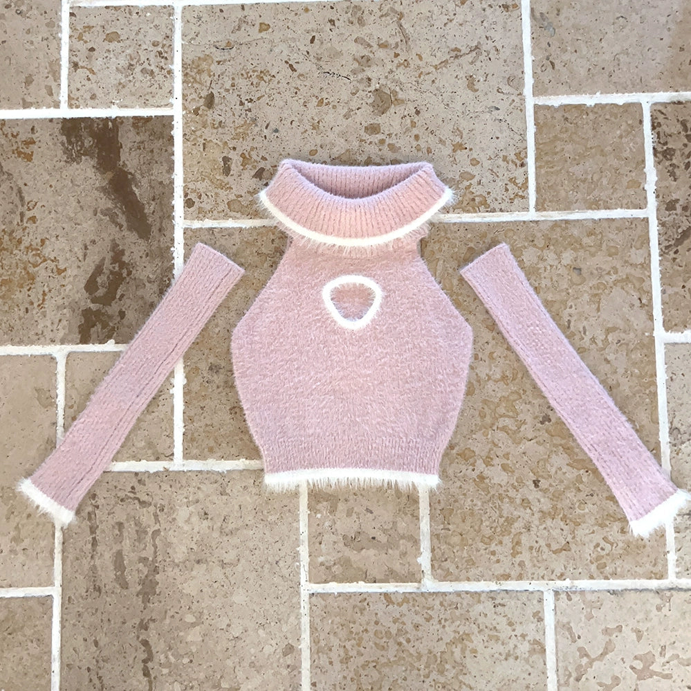 Imitation mink fur plush knitted short top