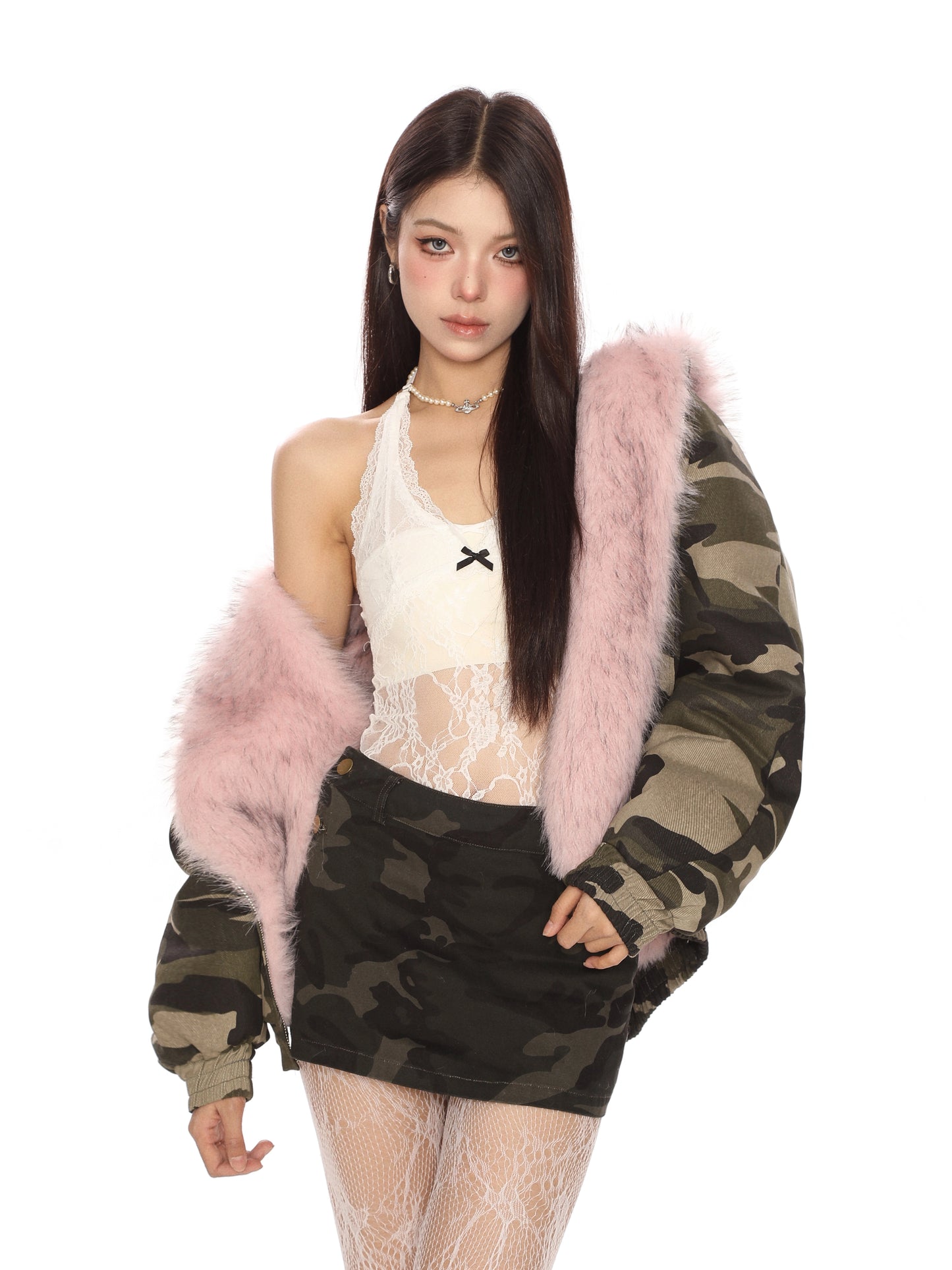 faux fur double-sided cotton coat