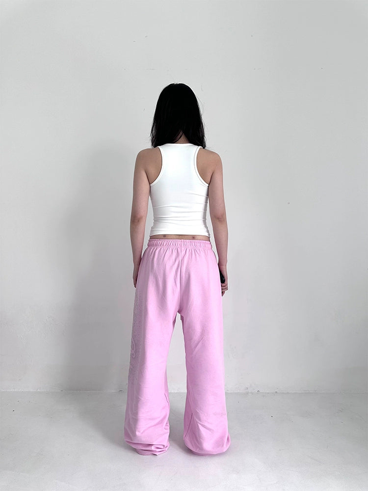 Pink Rhinestone Sweatpants