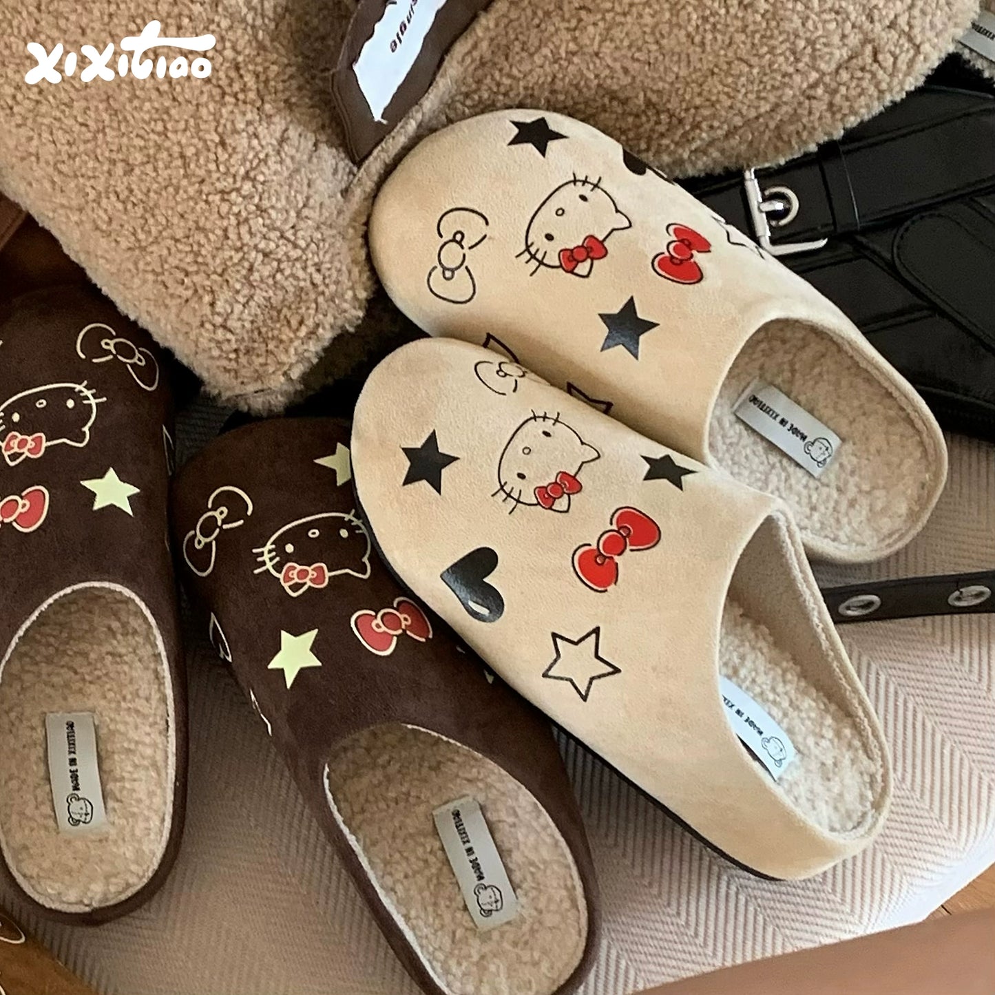 HelloKitty Pocken shoes with plush warm slippers