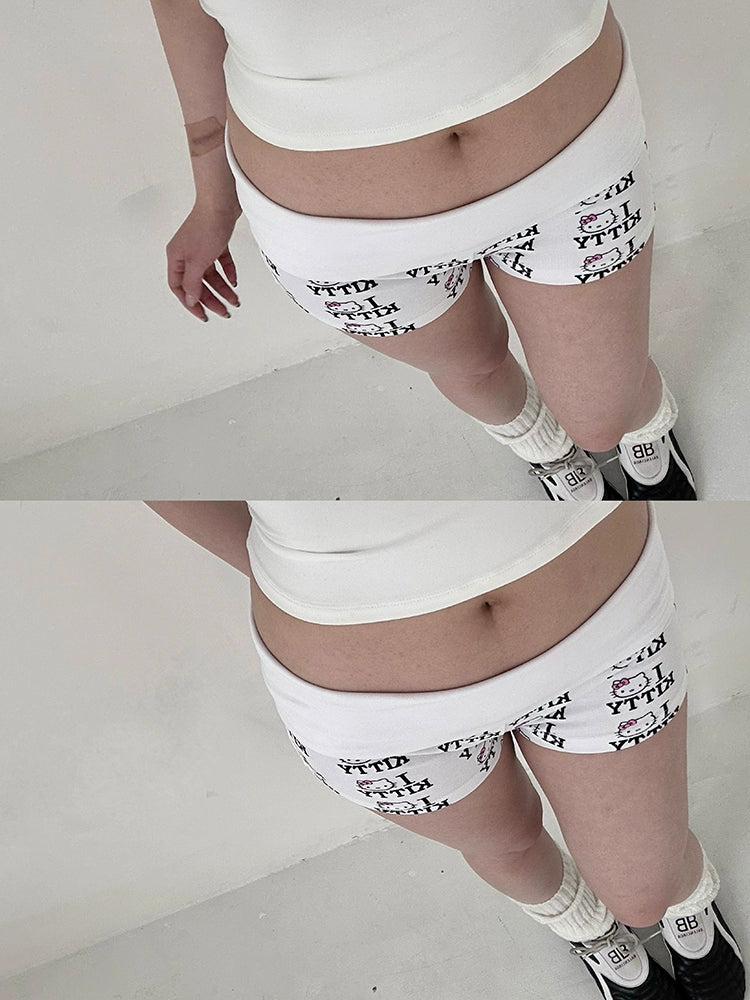 I love kitty low-rise cotton knitted shorts