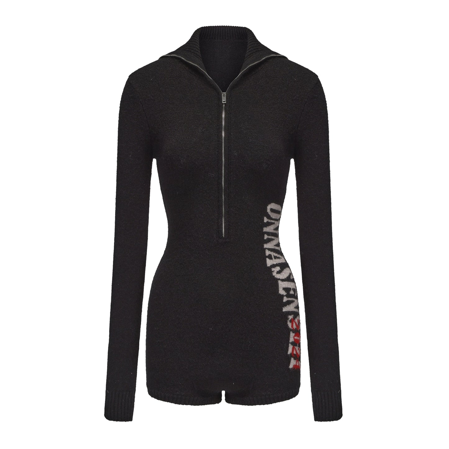 Knitted zip-up jumpsuit