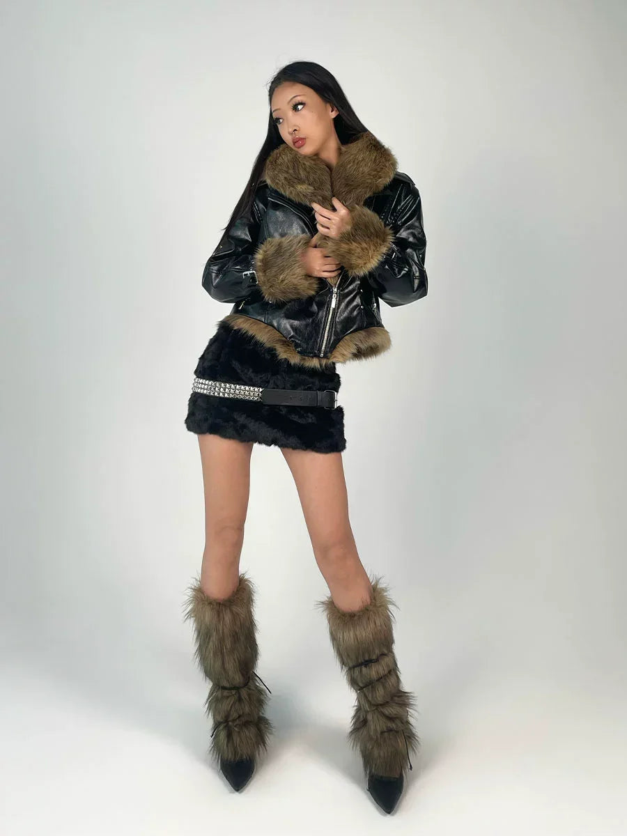 Faux Fur coat with collar