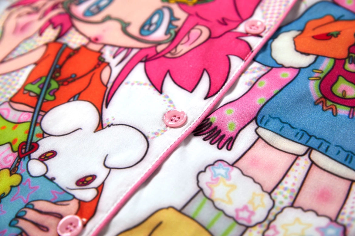 Cartoon two girls summer pajamas set