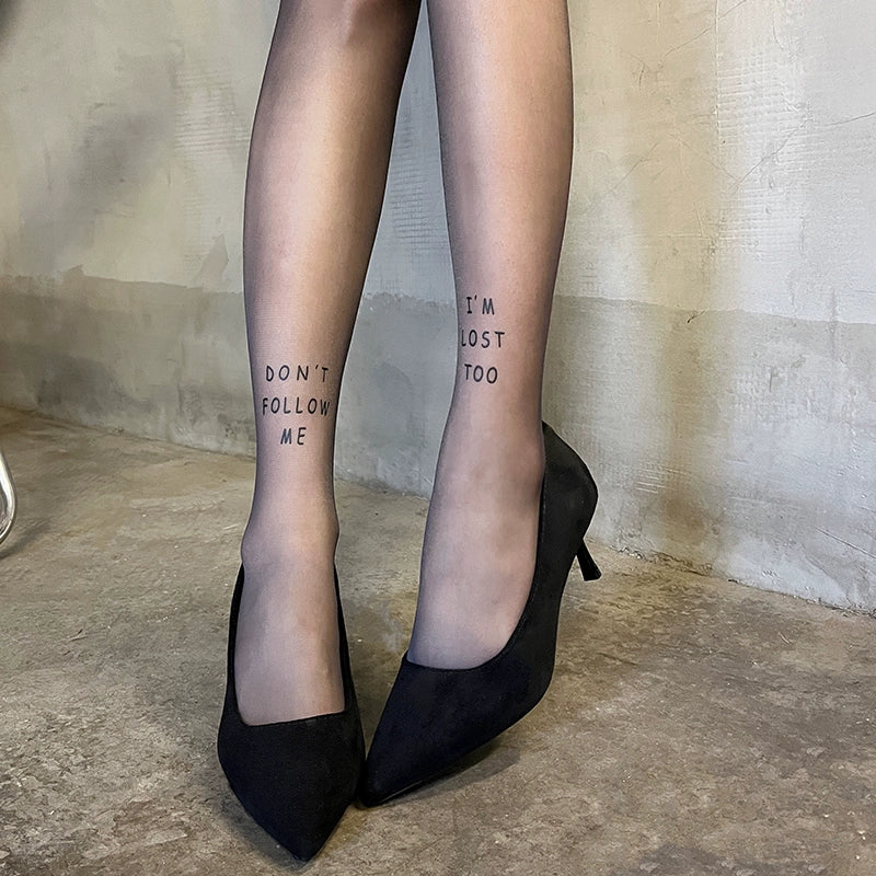 Letter printed pantyhose