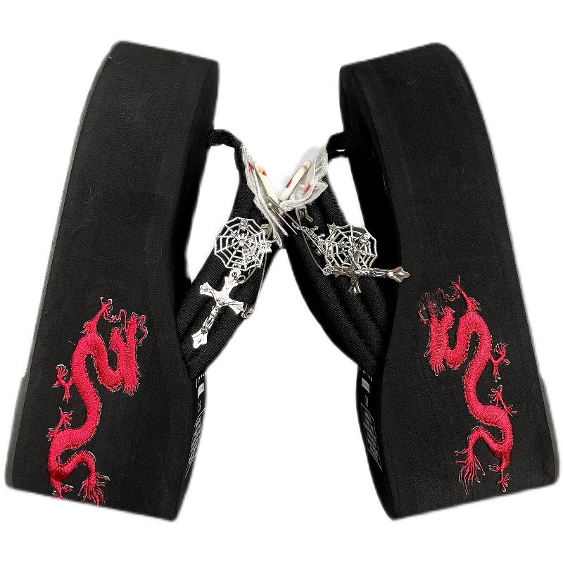 Dragon patterned Yamei Millennium Thick Bottom Slippers