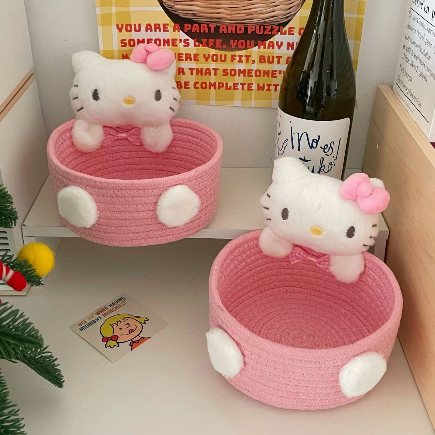 Pink Hello Kitty Storage Basket