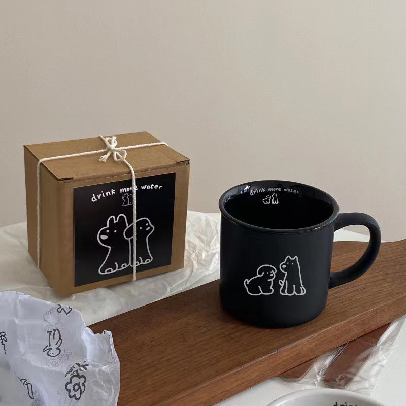 Matte Dog Mark Ceramic Cup Gift Box Set