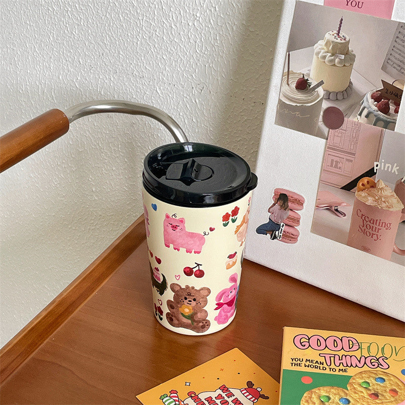 Cartoon puppy thermos tumbler