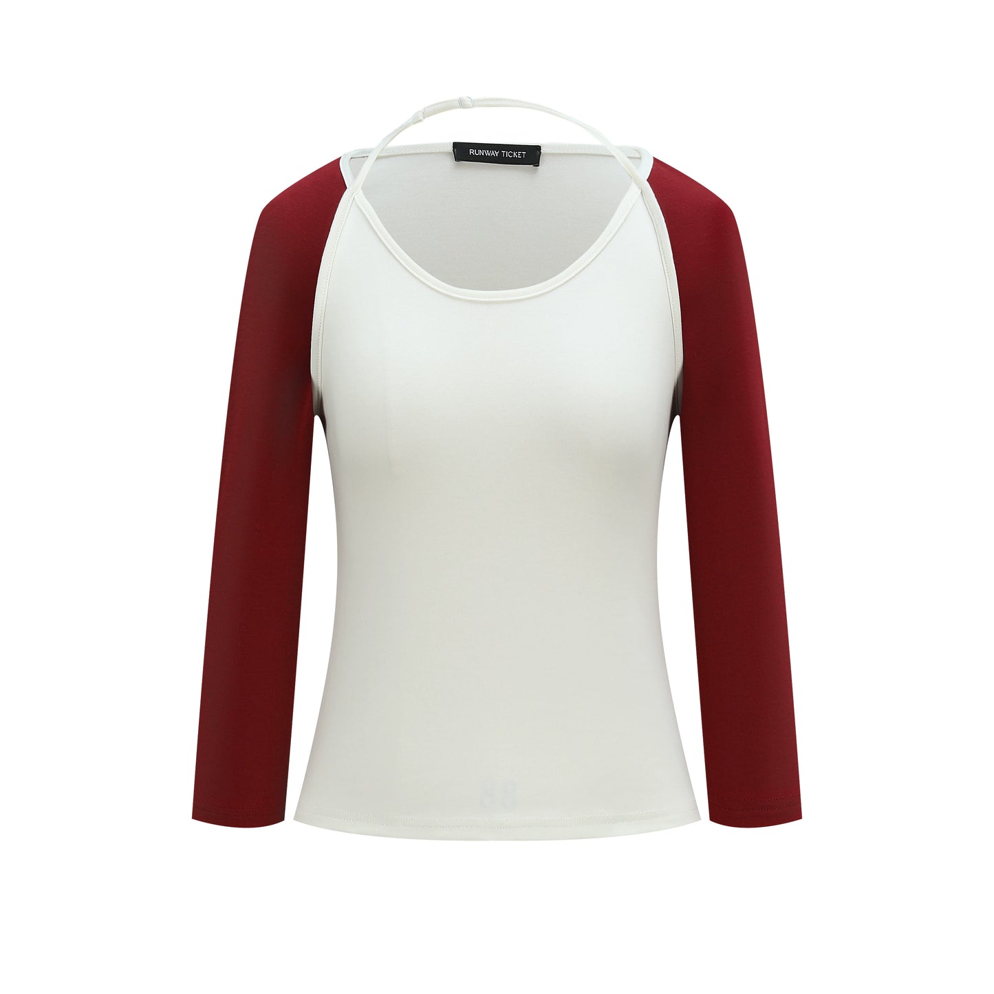 contrasting leopard print mid sleeve T-shirt