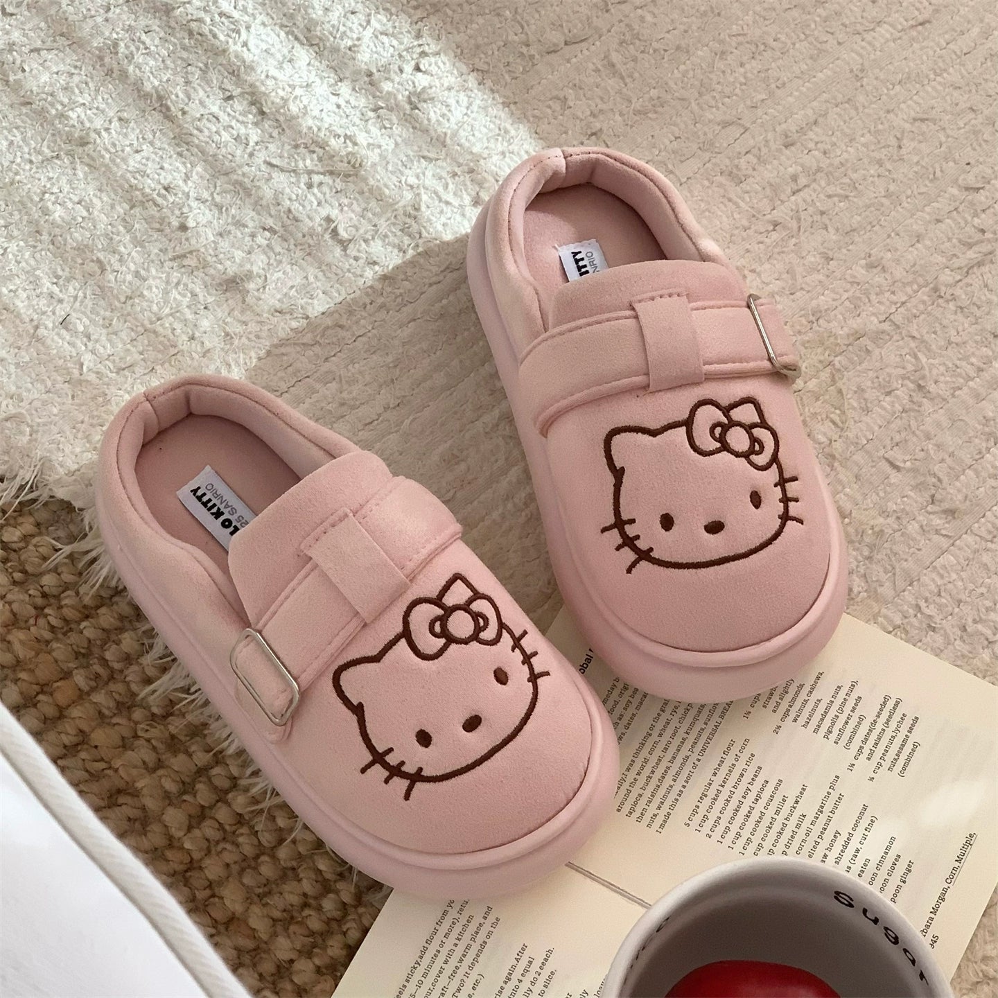 HelloKitty Pocken Shoes, Girl Heart Cotton Slippers