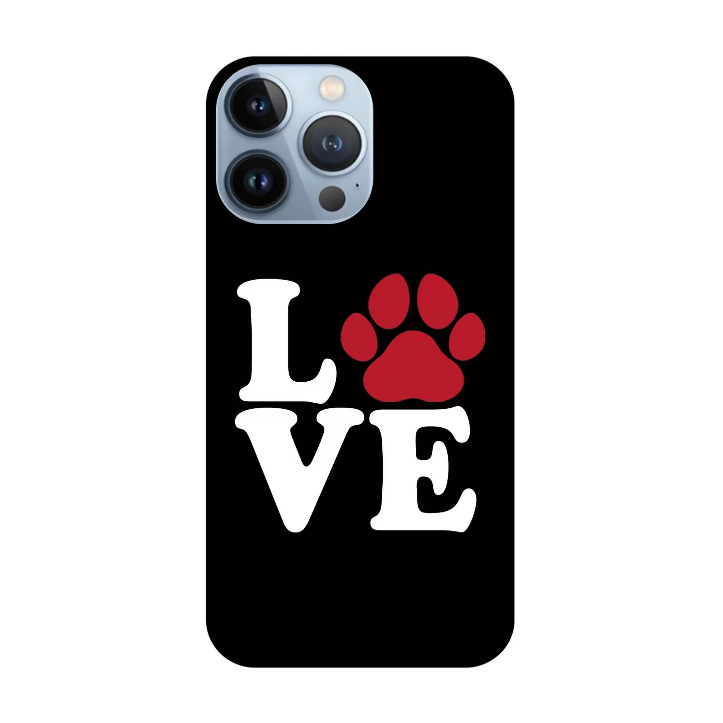 * LOVE dog print phone case, black/pink