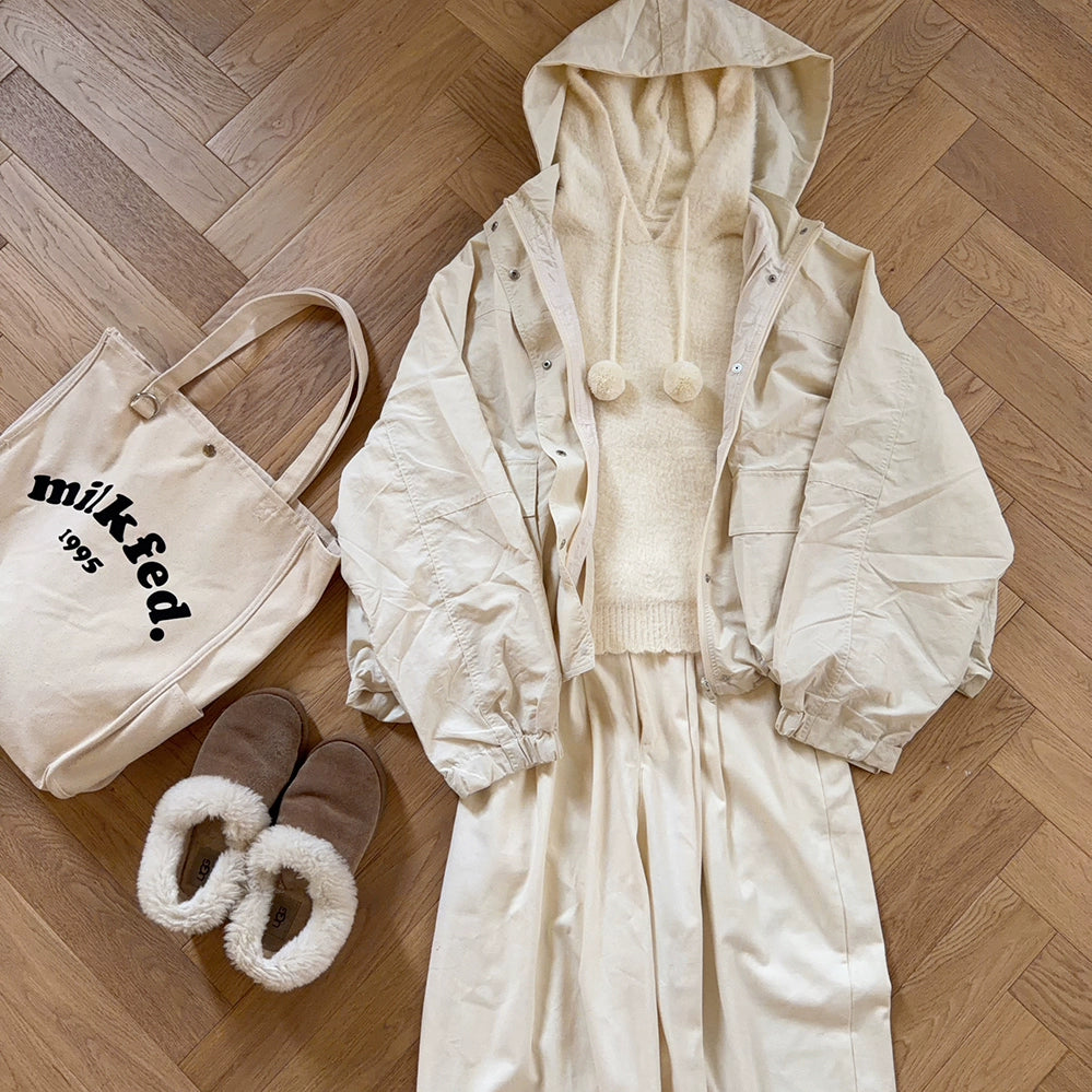 Imitation mink fur hooded knitted sweater