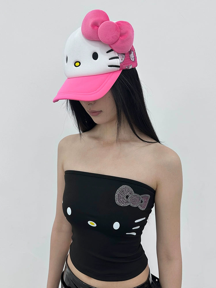 embroidered KITTY print baseball cap