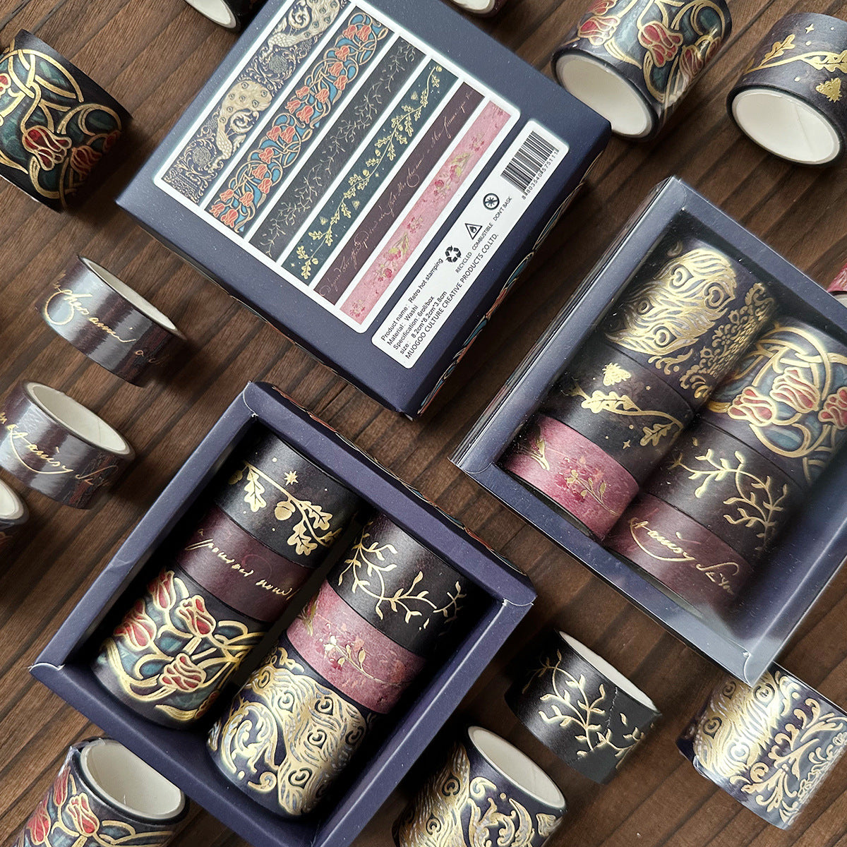 Vintage 6-roll hot stamping combination hand tent tape box
