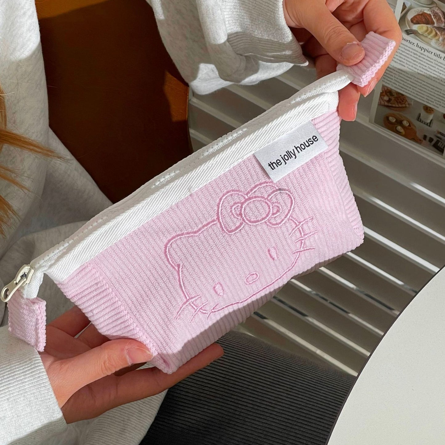 Hello Kitty corduroy pencil case