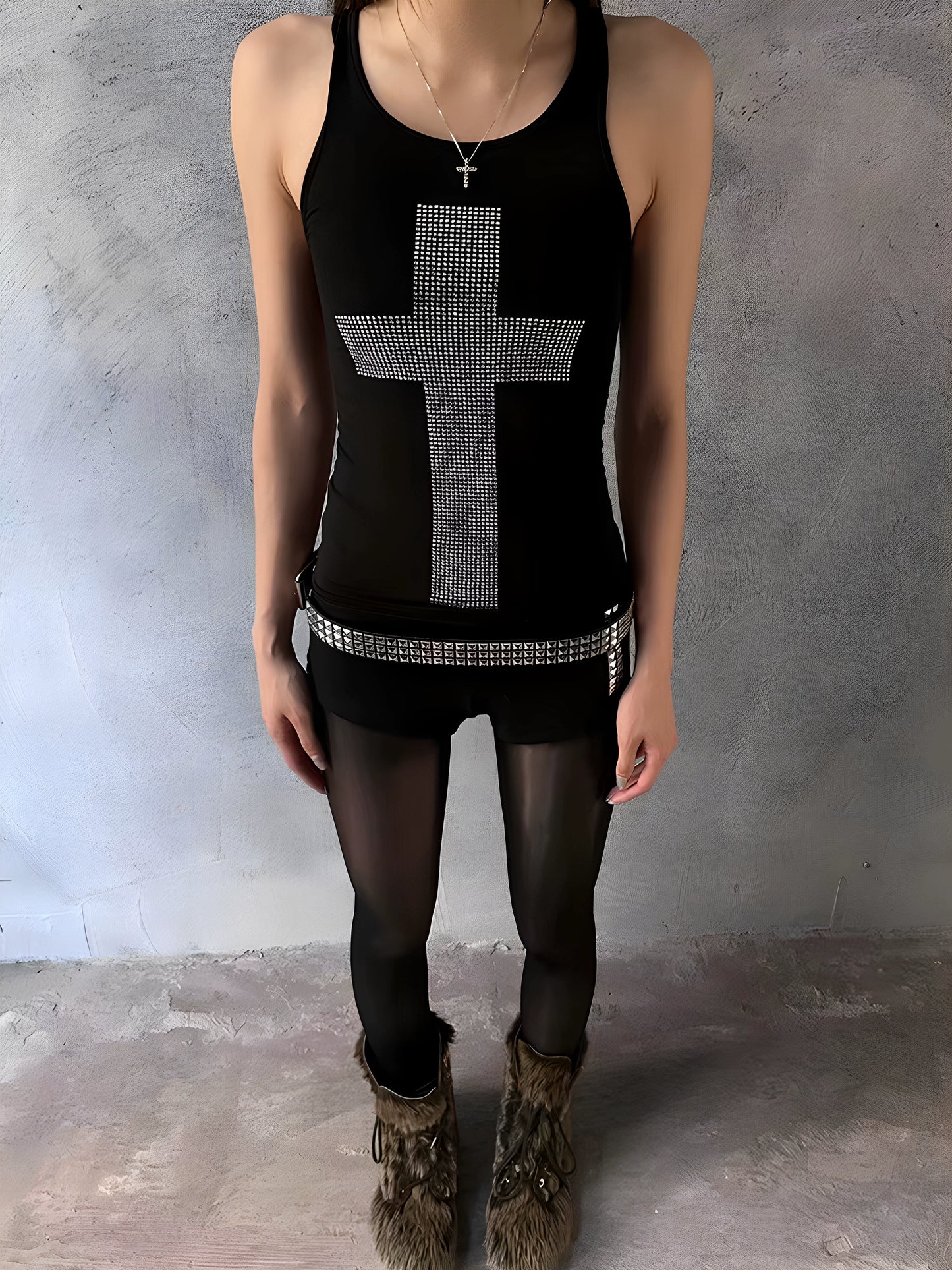 Rhinestone Cross Vest