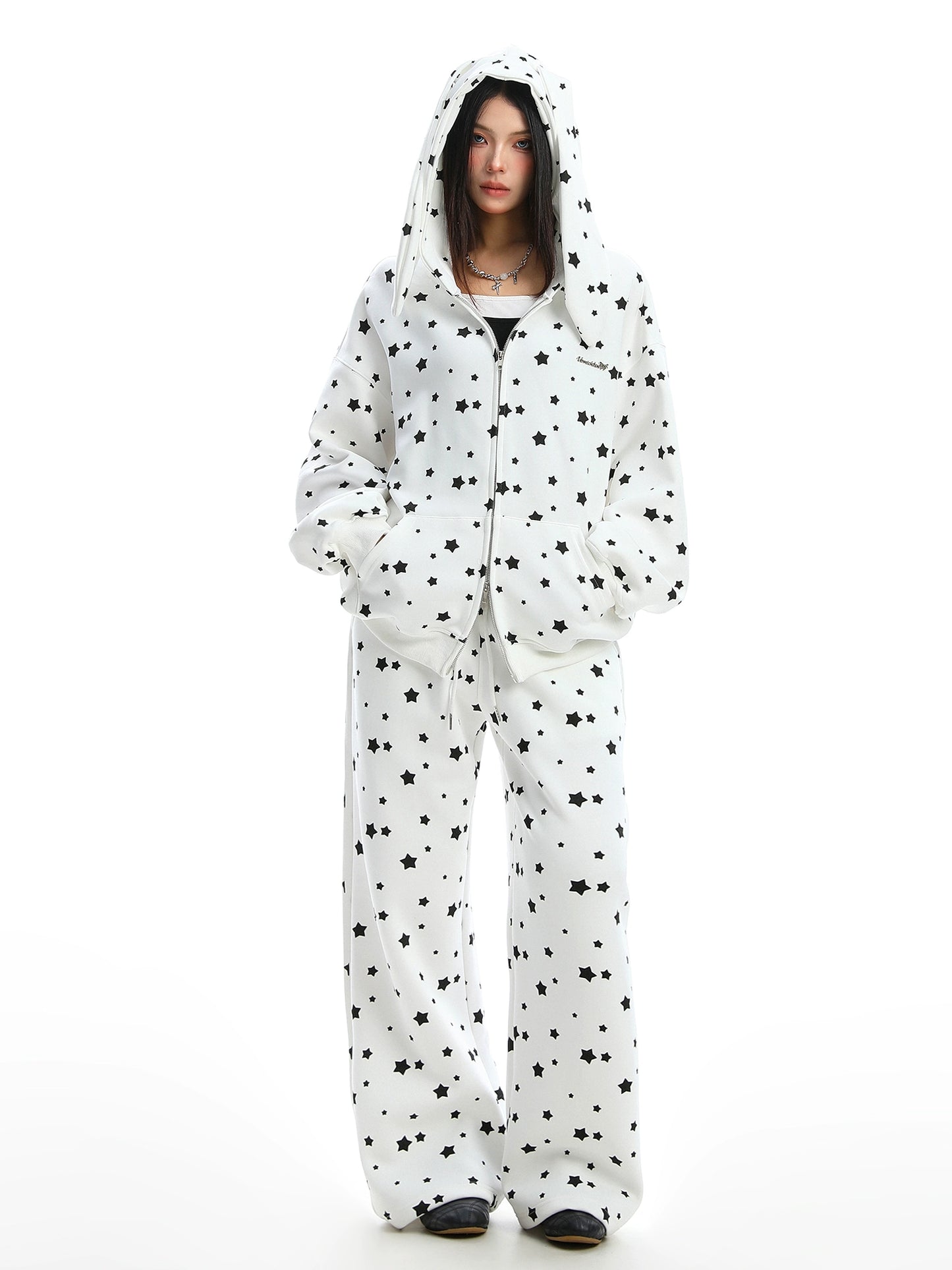 rabbit ears hooded sweatshirt pants two-piece set
