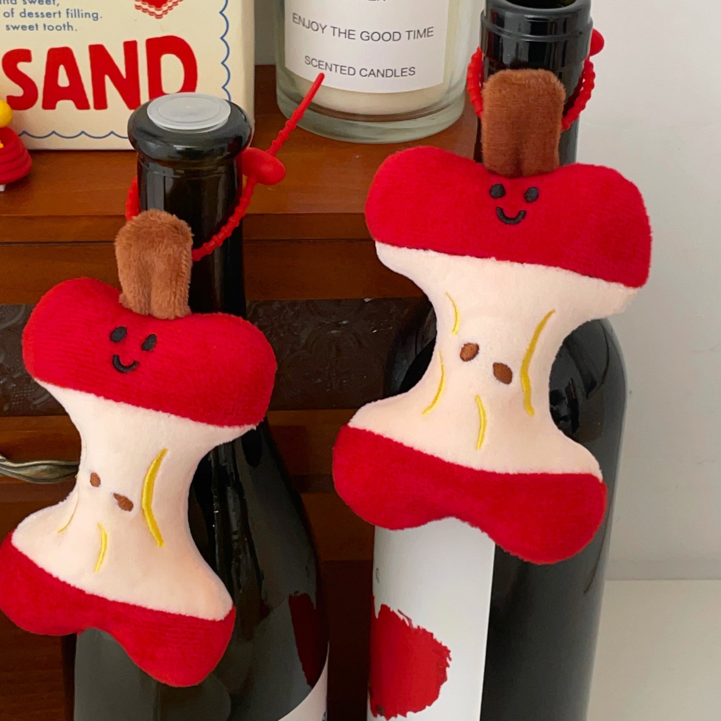 Take a bite of the apple plush pendant