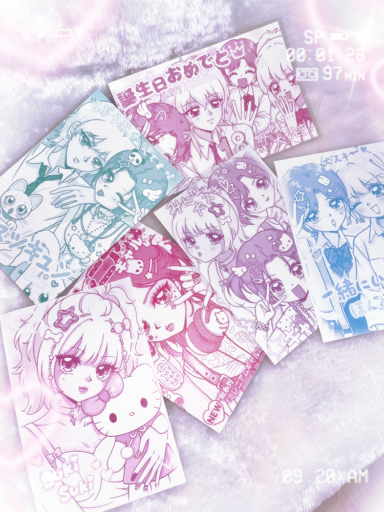 Beautiful girl card postcard illustration