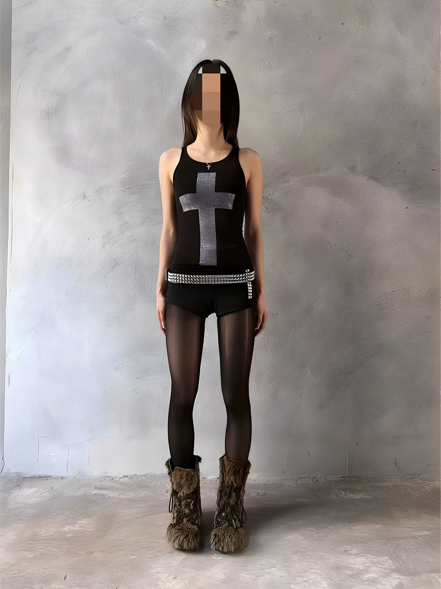 Rhinestone Cross Vest