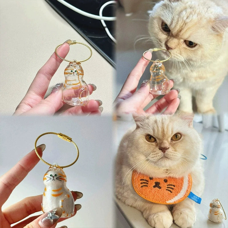 Transparent cat fur storage box with hanging decorations and twisted eggs
