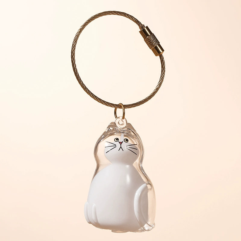 Transparent cat fur storage box with hanging decorations and twisted eggs