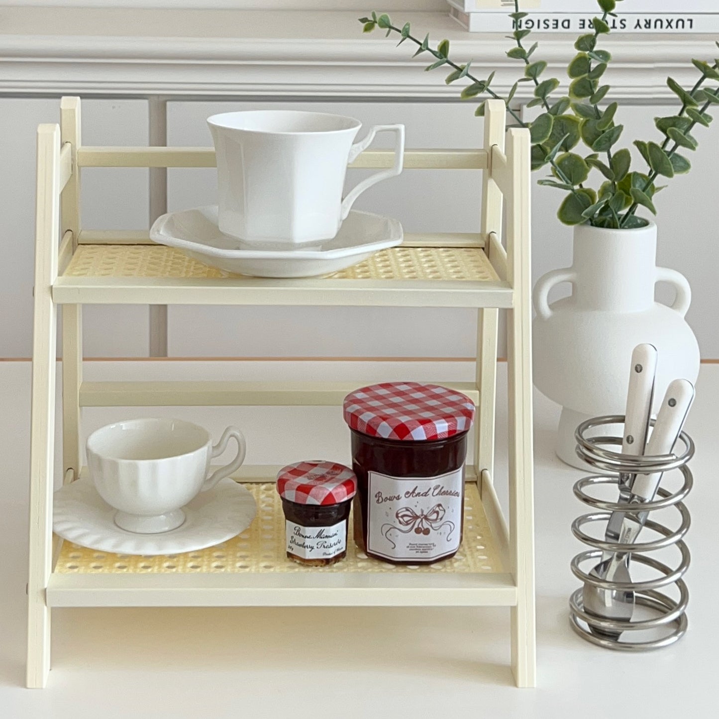 Cream rattan Shelving unit