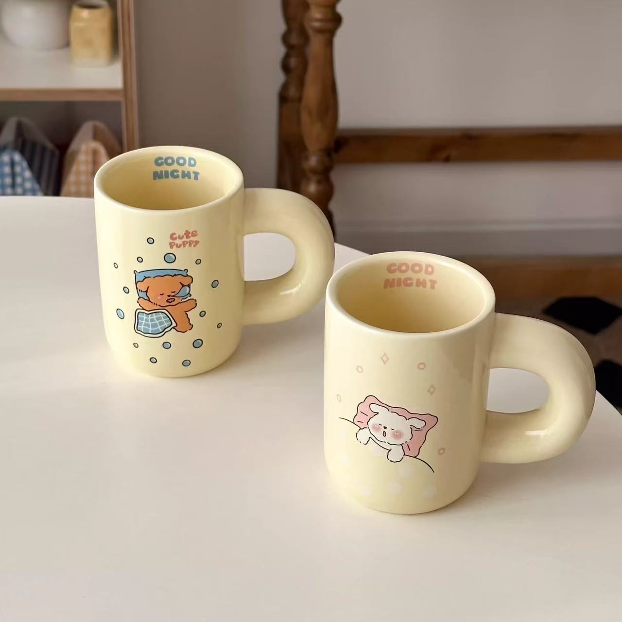 Small niche girl heart fat handle ceramic cup gift box set