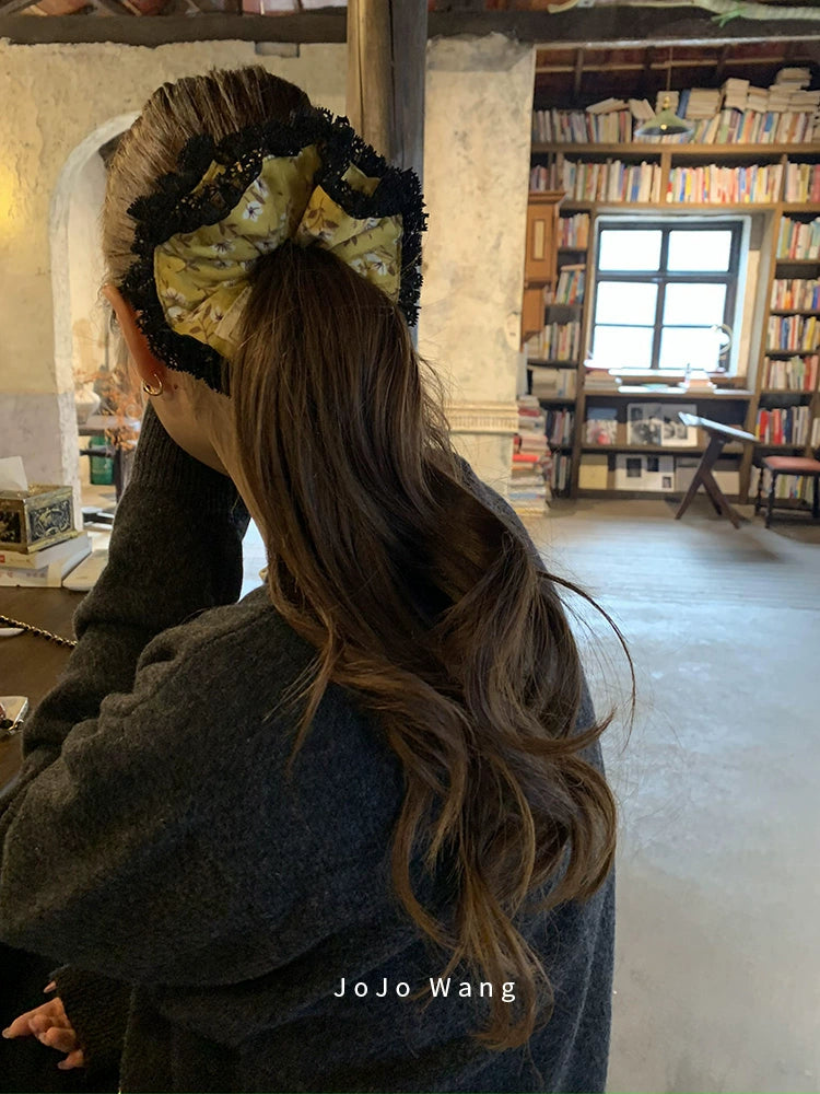 Ginger yellow small floral hair ring with large intestine