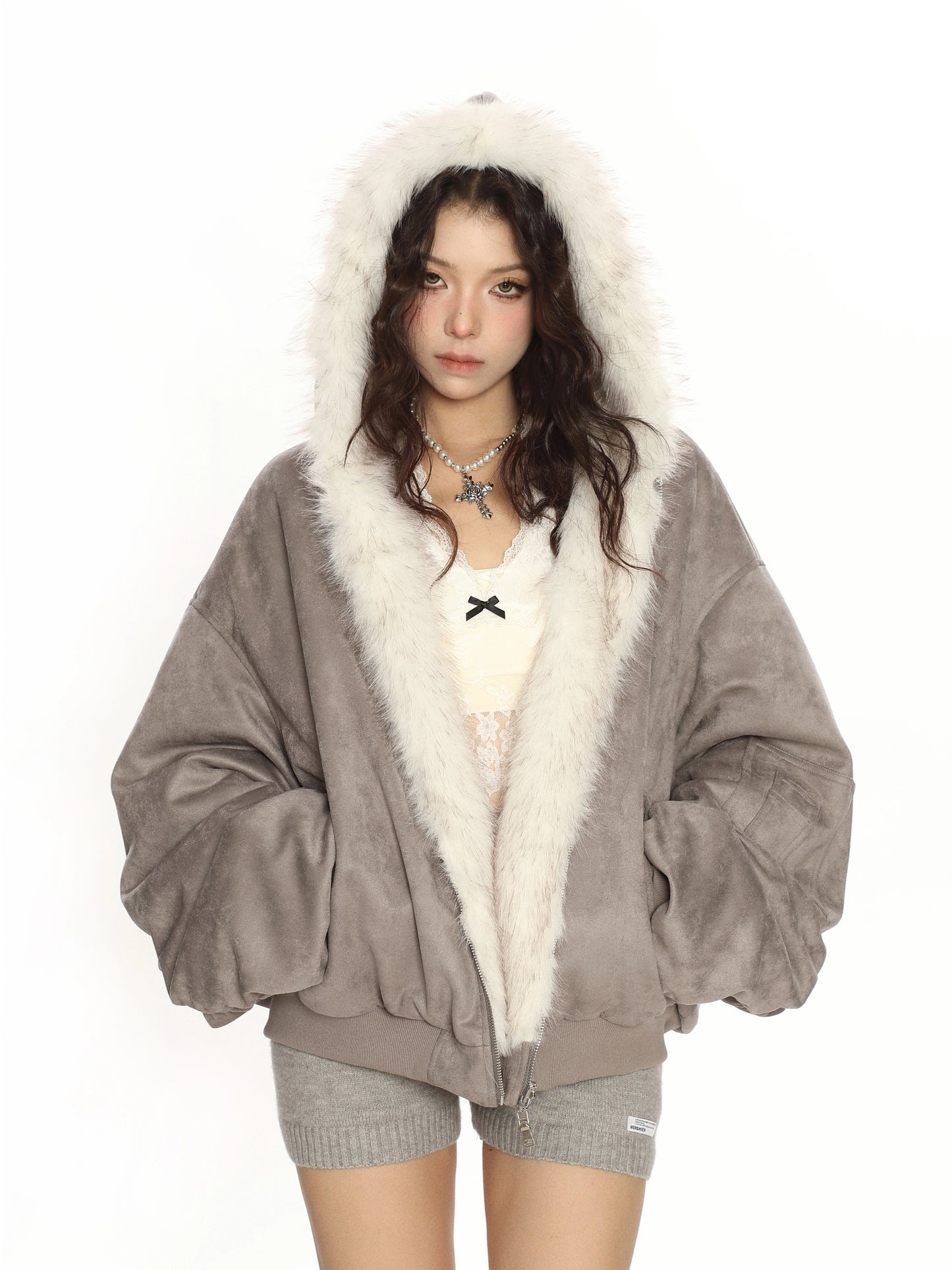 Suede flannel double-sided environmentally friendly fur cotton coat jacket
