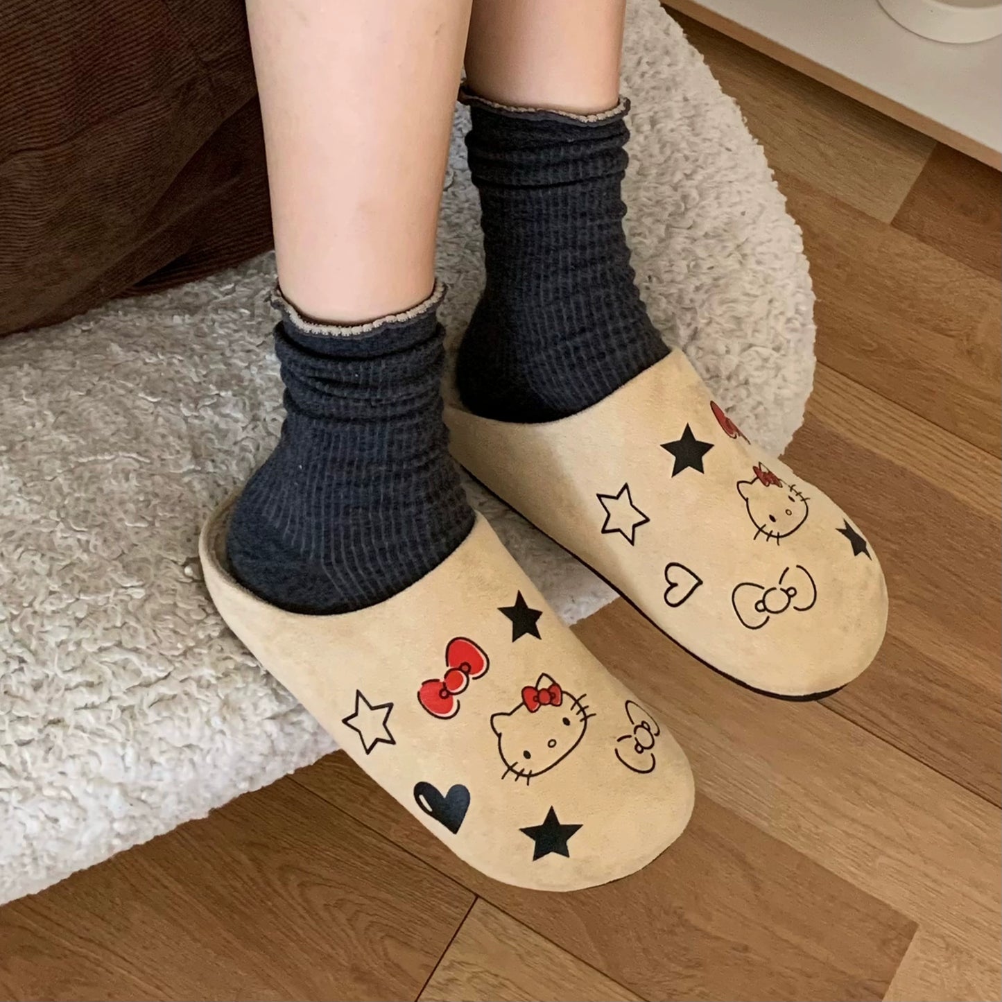 HelloKitty Pocken shoes with plush warm slippers
