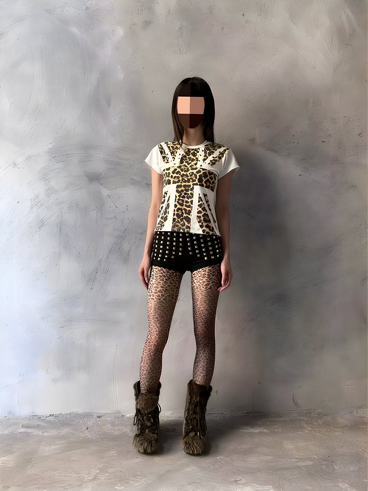 Leopard Flag Rivet T-Shirt