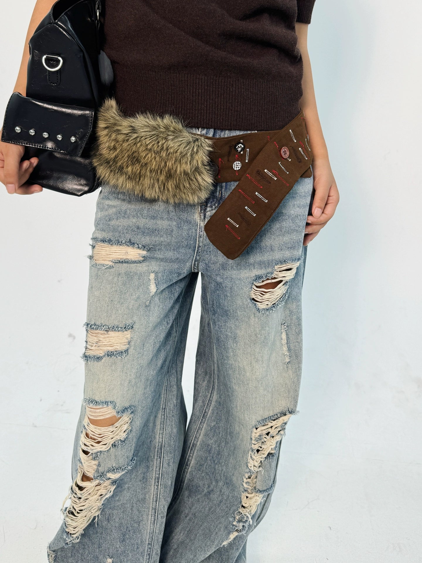 Imitation fur waist belt waist seal belt