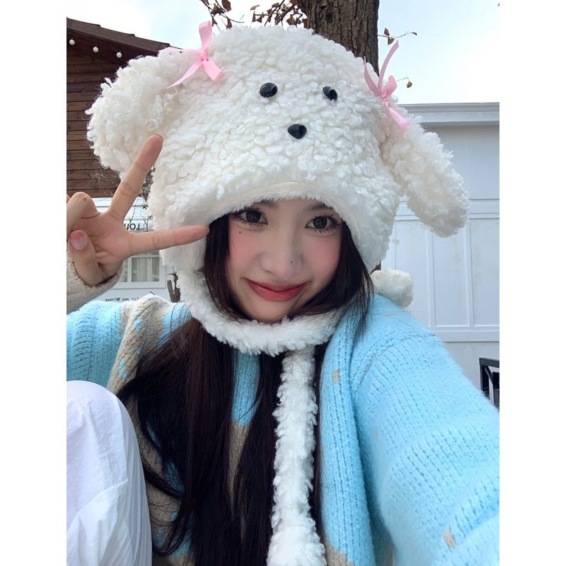 Girl Heart Cute Dog Warm Ear Protection Hat