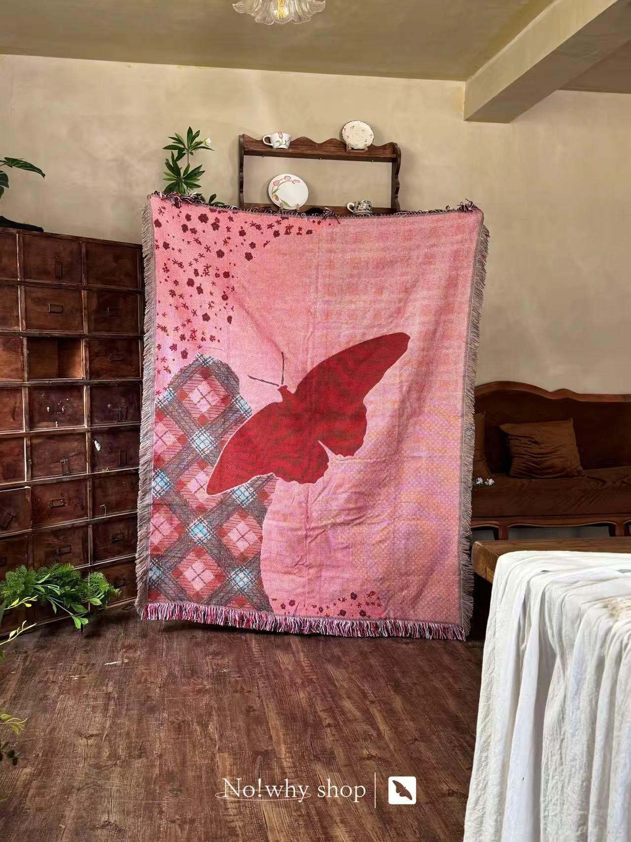 Knitted tapestry vintage patchwork sofa cover blanket