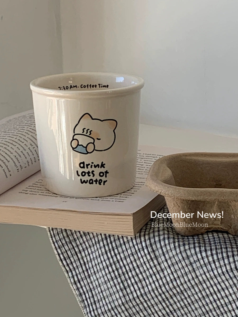 The kitten calls you to drink water "ceramic imitation paper cup coffee cup