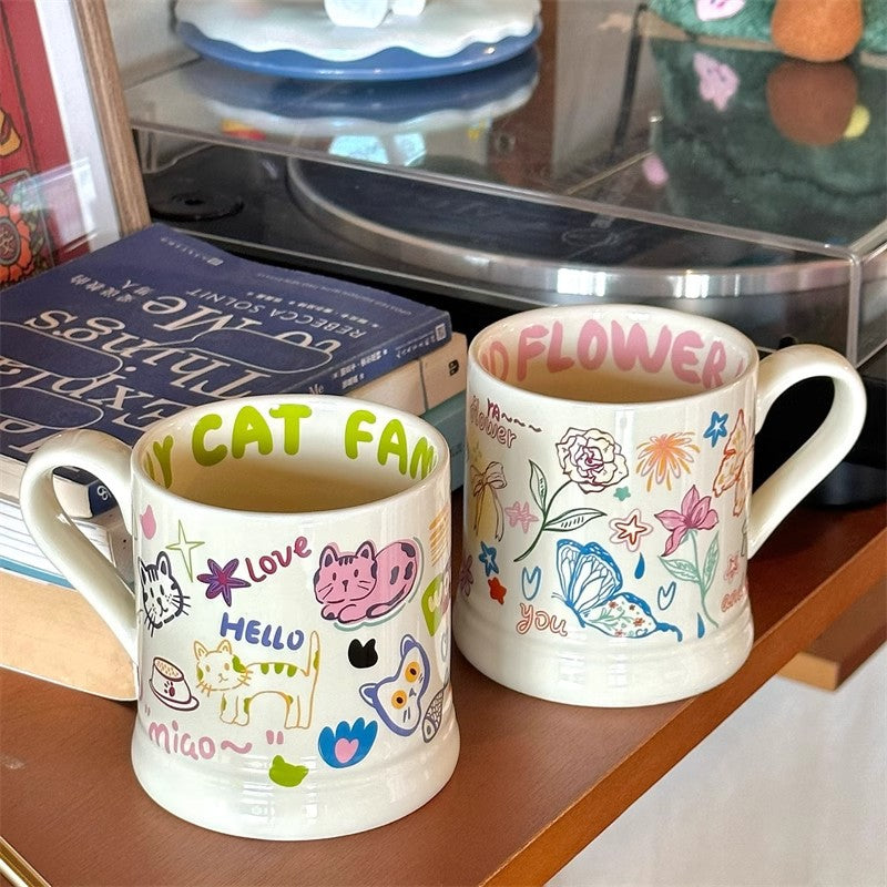 Childhood Graffiti Butterfly Cream Ceramic Mug